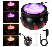 AVCXEC Calderone della Strega di Halloween con Creatore di Nebbia, Creatore di Nebbia di Halloween, Calderone delle Streghe Nere con 12 LED Cambia Colore per Interni, Fontana di Nebbia