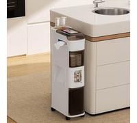 Avdnrya Armadietto portaoggetti da bagno, sottile con bidone della spazzatura, impermeabile, stretto, per servizi igienici piccoli (A, 33,5 x 15 x 78)