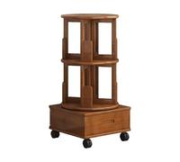 Avdnrya Libreria angolare, 2 ripiani, rotonda, mobile, in legno, girevole a 360°, con cassetto, mensola angolare stretta (marrone)