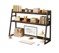 Avdnrya Pannello forato da scrivania, ripiano per computer con 2 ripiani, telaio in acciaio ispessito, stabile e forte portante, libreria (grande, nero + noce scuro)