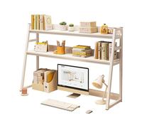 Avdnrya Pannello forato da scrivania, ripiano per computer con 2 ripiani, telaio in acciaio ispessito, stabile e forte portante, libreria (grande, bianco + bianco)