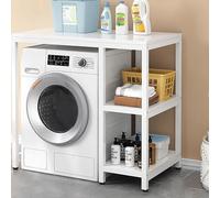 Avdnrya Supporto impilabile per lavatrice e asciugatrice, sopra il ripiano con piedini regolabili, supporto per lavatrice in legno resistente, (120 x 60 x 95 cm, bianco)