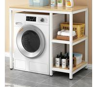 Avdnrya Supporto impilabile per lavatrice e asciugatrice, sopra il ripiano con piedini regolabili, supporto per lavatrice in legno resistente, (100 x 60 x 95 cm, beige + bianco)