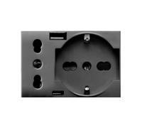 Presa schuko Ave bipasso presa e USB Tekla S44 10/16A grigio 44509015USB