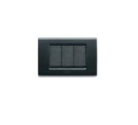 AVE 45P93GSM PLACCA PRESSOFUSIONE GRIGIO SCURO METALLIZZATO 3 MODULI SISTEMA 45