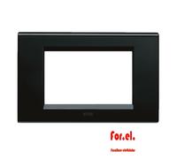 AVE 45P93NL PLACCA IN PRESSOFUSIONE COLOR NERO BRILLANTE 3 MODULI SISTEMA 45