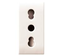 Ave Domus S44 Presa Bipasso 2P+T 10/16A 250V 1 Modulo Bianco Lucido, 441006/15TS