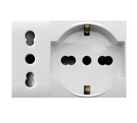 Ave Domus S44 Presa Schuko Presa Italiana 2P+T 10/16A 250V 3 Moduli Bianco Lucid