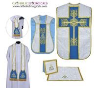 AVE MARIA argento metallizzato argento romano Fiddleback casula, tuta...