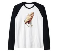 Ave Maria Beata Madre Rosario Preghiera Maglia con Maniche Raglan