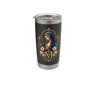 Ave Maria Gratia Plena Vergine Maria Arte devozionale Floreale Bicchiere termico in acciaio inox doppia parete