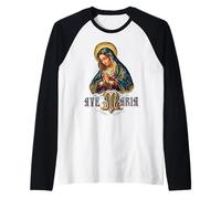 Ave Maria Schubert Messa Latina Beata Madre Maria Cattolica Maglia con Maniche Raglan