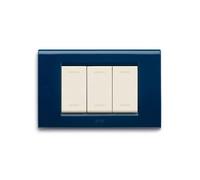 Ave placca zama45 metallo 3 moduli blu marine 45p93bm serie zama