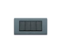 Ave placca zama45 metallo 4 moduli grigio ardesia 45p94ga serie zama
