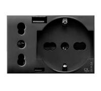 Presa schuko Ave bipasso presa e USB Tekla S44 10/16A grigio 44509015USB