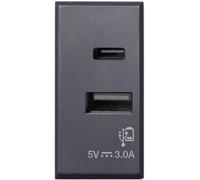 Ave Tekla S44 Caricatore USB-A e USB-C™ 3A 230V Grigio Opaco, 445082USBAC