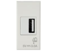 Ave WHITEK S44 Caricatore USB-A 3A 240V 1 Modulo Bianco Opaco, 446082USB3A