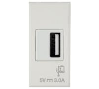 Ave WHITEK S44 Caricatore USB-A 3A 240V 1 Modulo Bianco Opaco, 446082USB3A