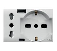 Ave WHITEK S44 Presa Schuko Presa Italiana USB-A e USB-C™ 2P+T 10/16A 250V