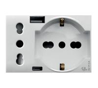 Ave WHITEK S44 Presa Schuko Presa Italiana USB-A e USB-C™ 2P+T 10/16A 250V 3 Mod