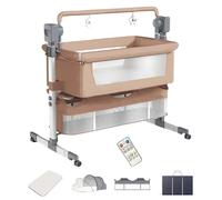 Aveainelle Berceau à bascule automatique 3 en 1 avec musique Bluetooth pour nouveau-né et bébé (MARRONE)