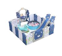 Aveainelle Box Bambini Pieghevole, Recinto per Bambini e Neonato con Materassino, Centro Attività Cortile Giochi per Interni ed Esterni, con Scivolo, Altalena, Cavallo a Dondolo e Piscina di Palline