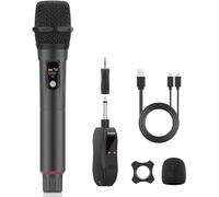 Aveek Microfono Wireless, 2,4 GHz Ricaricabile Dinamici Microfono Palmare Senza fili, per karaoke, Cantare, Festa DJ, Chiesa, Matrimonio, Discorso,1 Pezzo
