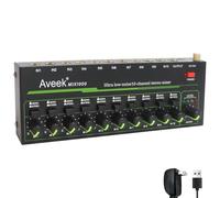 Aveek Mini Line Audio Mixer - Mixer audio piccolo a 10 canali con commutazione stereo/mono e funzionamento a basso rumore per sub-missaggio di precisione, ingresso/uscita TRS da 1/4", ideale per