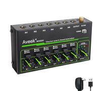 Aveek Mini Line Audio Mixer - Mixer audio piccolo a 6 canali con commutazione stereo/mono e funzionamento a basso rumore per sub-missaggio di precisione, ingresso/uscita TRS da 1/4", ideale per