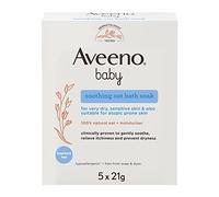 Aveeno Baby Bagno Lenitivo all'Avena, Detergente neonato in polvere lenitivo, Sali da bagno con Avena naturale per pelli secche, sensibili e soggette a dermatite atopica, 5 bustine da 21 g