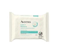 Aveeno Calm + Restore Nourishing Makeup Remover Face Wipes, 100% Plant-Based Cloth, Fragrance-Free Facial Towelettes with Oat Extract & Calming Feverfew, Hypoallergenic, 25 ct