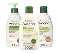 Aveeno Daily Moisturising Routine Set Corpo al profumo di Vaniglia, con Detergente Intimo delicato 500 ml e Crema Corpo Idratante 300 ml e Bagnoschiuma 300 ml con Avena e Yogurt per pelli secche