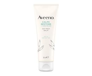 Aveeno Face CALM+RESTORE balsamo ricco di avena, idrata in profondità, per pelli molto secche e irritate, con triplo complesso lenitivo di avena e ceramidi, senza profumo, 50 ml