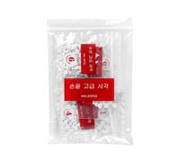 Avejjbaey 100/500 pezzi di unghie finte in acrilico a forma di mezzaluna, facili da applicare, punte artificiali, bianche