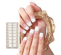 Avejjbaey 16 adesivi per unghie semi-induriti durevoli, strisce per unghie in gel semi-indurito, stile francese,