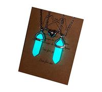Avejjbaey 2x Esagonale Ciondolo Collana Cristallo Ciondolo Collana Pietra Luminoso Gioielli Magnete Cuore di Corrispondenza Magnete Collane Cuore Per Coppie, Misura unica, come descritto, come