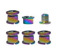 Avejjbaey 5 bulloni a catena doppi di precisione per bicicletta pignone a disco colorato dado in acciaio viti ruota catena parti biella bici doppie bulloni per catena