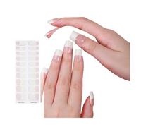 Avejjbaey Adesivi per unghie in gel semi-induriti, strisce completamente avvolte, stile francese, strisce per unghie in gel,
