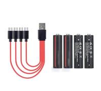 Avejjbaey Batterie AA Ricaricabili per dispositivi Domestici | Pacco batteria tipo C da 1, 5 V con 4 celle e cavo da 1 a 4 per uso con tastiera, torcia elettrica e radio