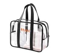 Avejjbaey Borsa trasparente per trucco, borsa cosmetica da viaggio, borsa da toilette idrorepellente, separazione a secco e naso, borsa da spiaggia, Black-style2, 13cm