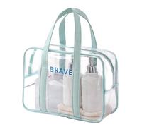 Avejjbaey Borsa trasparente per trucco, borsa cosmetica da viaggio, borsa da toilette idrorepellente, separazione a secco e naso, borsa da spiaggia, Green style2, 13cm