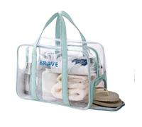 Avejjbaey Borsa trasparente per trucco, borsa cosmetica da viaggio, borsa da toilette idrorepellente, separazione a secco e naso, borsa da spiaggia, Green style1, 13cm