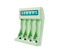 Avejjbaey Caricabatterie efficienti per batterie Litio 2A 3A con Schermo LCD Adattatore Ricarica con Porta Tipo C a 4 Slot Caricabatterie Professionali a Slot Multipli per batterie Litio con