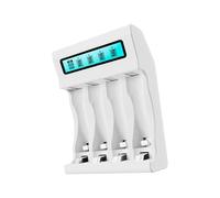 Avejjbaey Caricabatterie efficienti per batterie Litio 2A 3A con Schermo LCD Adattatore Ricarica con Porta Tipo C a 4 Slot Caricabatterie Professionali a Slot Multipli per batterie Litio con