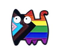 Avejjbaey Spilla smaltata a forma di gatto arcobaleno, elegante spilla a forma di animale, badge unisex, accessorio elegante, 2.34x1.56in, Metallo