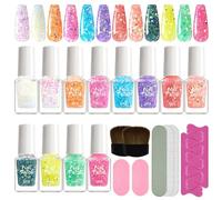 Avejjbaey Unico set di smalto gel UV 12 colori con spazzola per unghie, lima per unghie, dita dei piedi, nail art per manicure