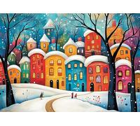 AveJoys Puzzle per adulti 1000 pezzi Snow Dream Town 70 x 50 cm puzzle per adulti gioco educativo sfida giocattolo 1000 pezzi puzzle per adulti bambini