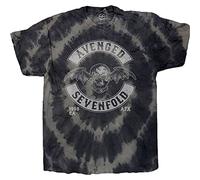 Avenged Sevenfold T Shirt Deathbat Crest Nuovo Ufficiale Uomo Dip-Dye Charcoal Size XL