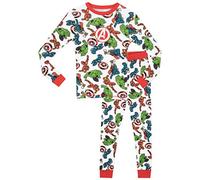 Avengers Marvel - Set di Pigiami da Ragazzo, Ben Aderente, Colore: Bianco/Multicolore - 7-8 Anni, Bianco, 7-8 Anni