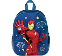 Avengers - Zaino per bambini con licenza ufficiale 3D, ampio scomparto principale, tasche laterali in rete, cinghie imbottite regolabili, pannello frontale 3D, zaino per la scuola in poliestere